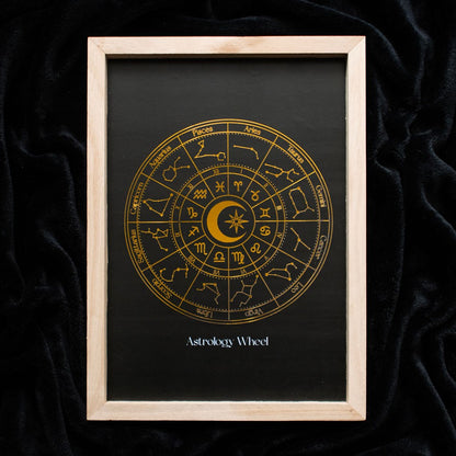 Black Astrology Wheel Framed Art Print