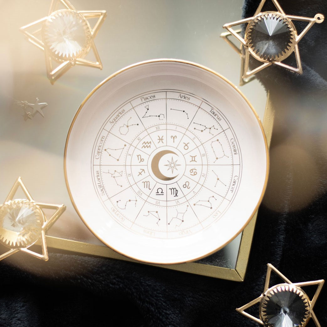 White Astrology Wheel Trinket Dish