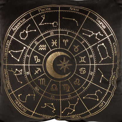 Black Astrology Wheel Cushion