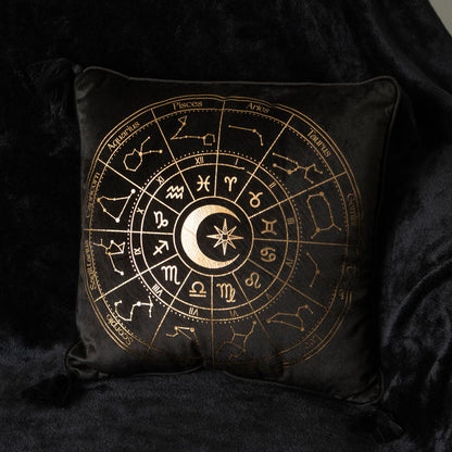 Black Astrology Wheel Cushion