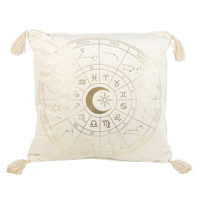 White Astrology Wheel Cushion