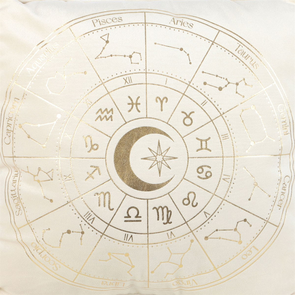 White Astrology Wheel Cushion