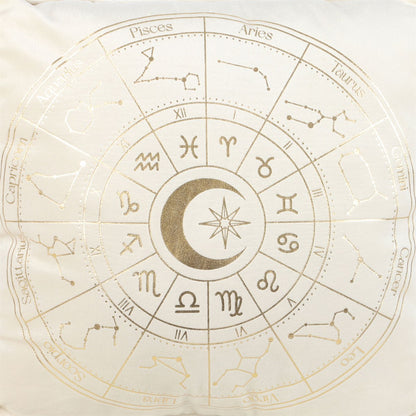 White Astrology Wheel Cushion