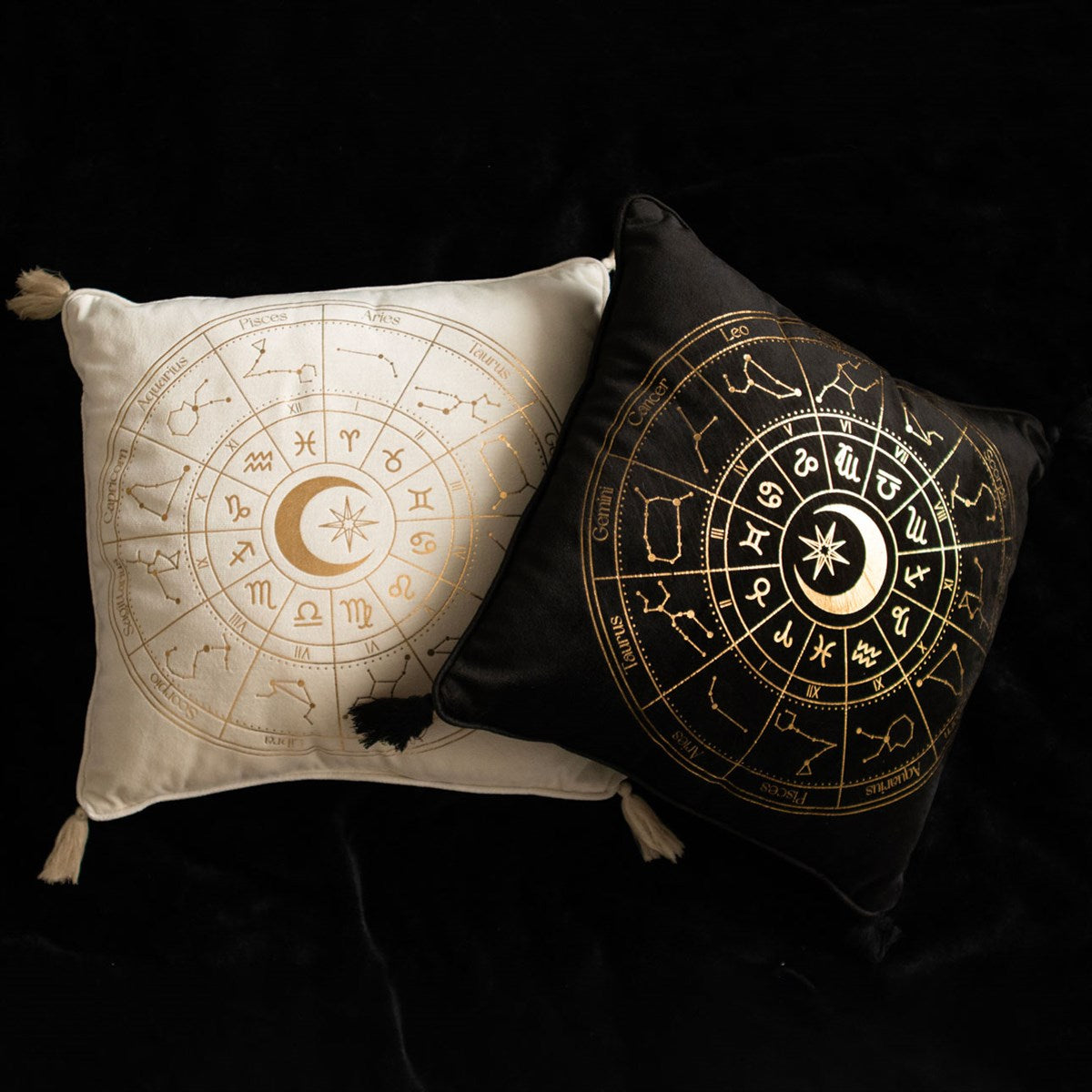 White Astrology Wheel Cushion