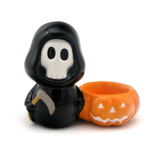 Ceramic Skull Boy Tea Light Candle Holder