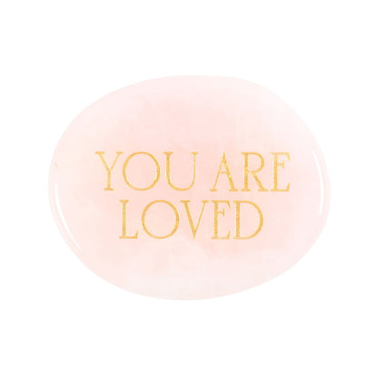 You Are Loved Rose Quartz Crystal Palm Stone