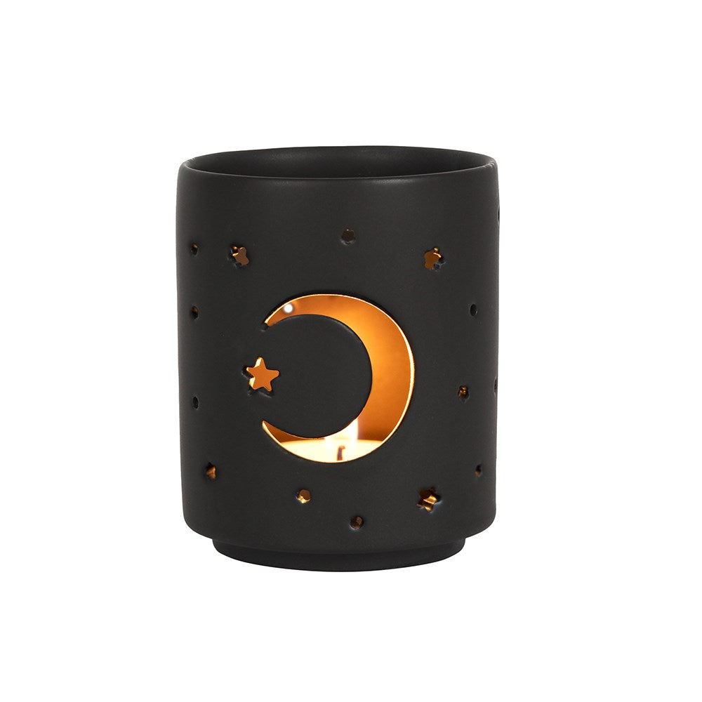 Black Mystical Moon Cut Out Tea Light Holder