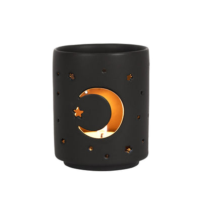 Black Mystical Moon Cut Out Tea Light Holder