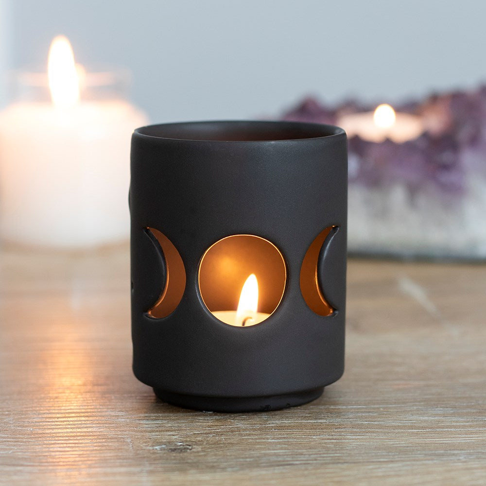 Black Triple Moon Cut Out Tea Light Holder