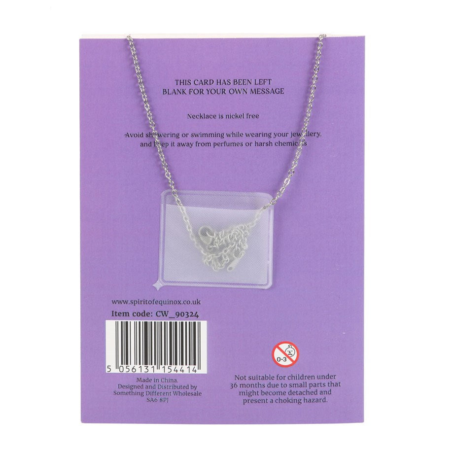 Amethyst Crystal Moon Necklace on Greeting Card