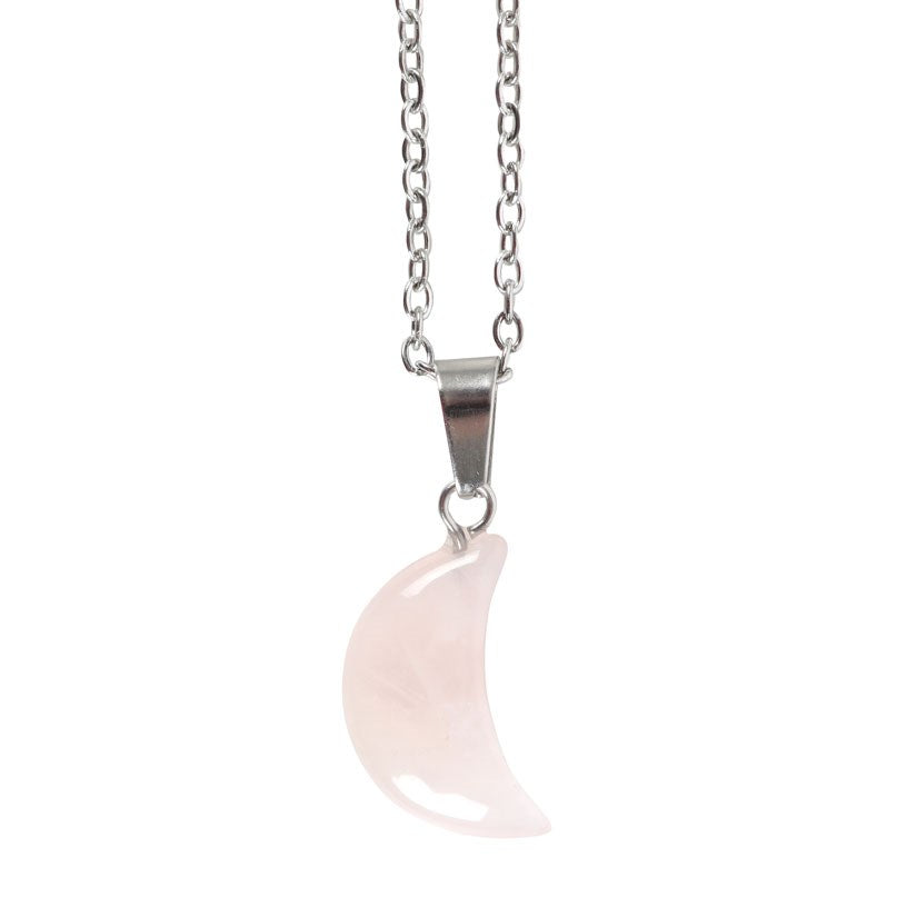 Rose Quartz Moon Necklace on Greeting Card