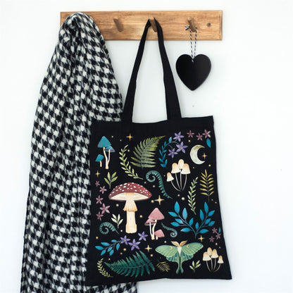 Dark Forest Print Cotton Tote Bag