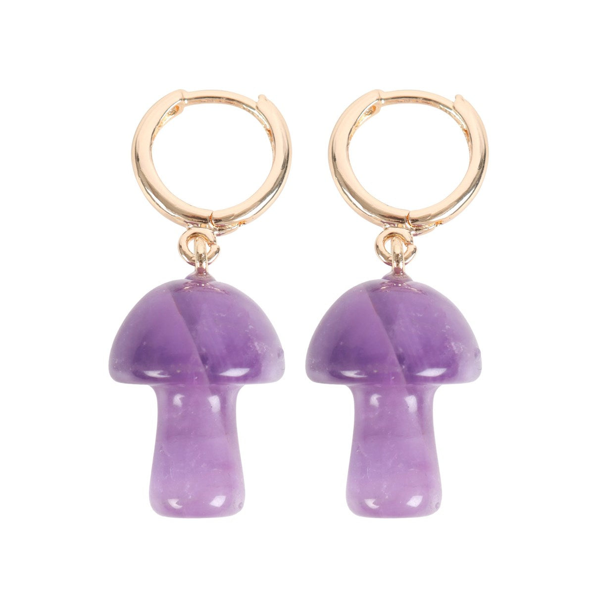 Amethyst Crystal Mushroom Earrings