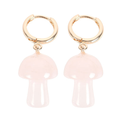 Rose Quartz Mushroom Earrings