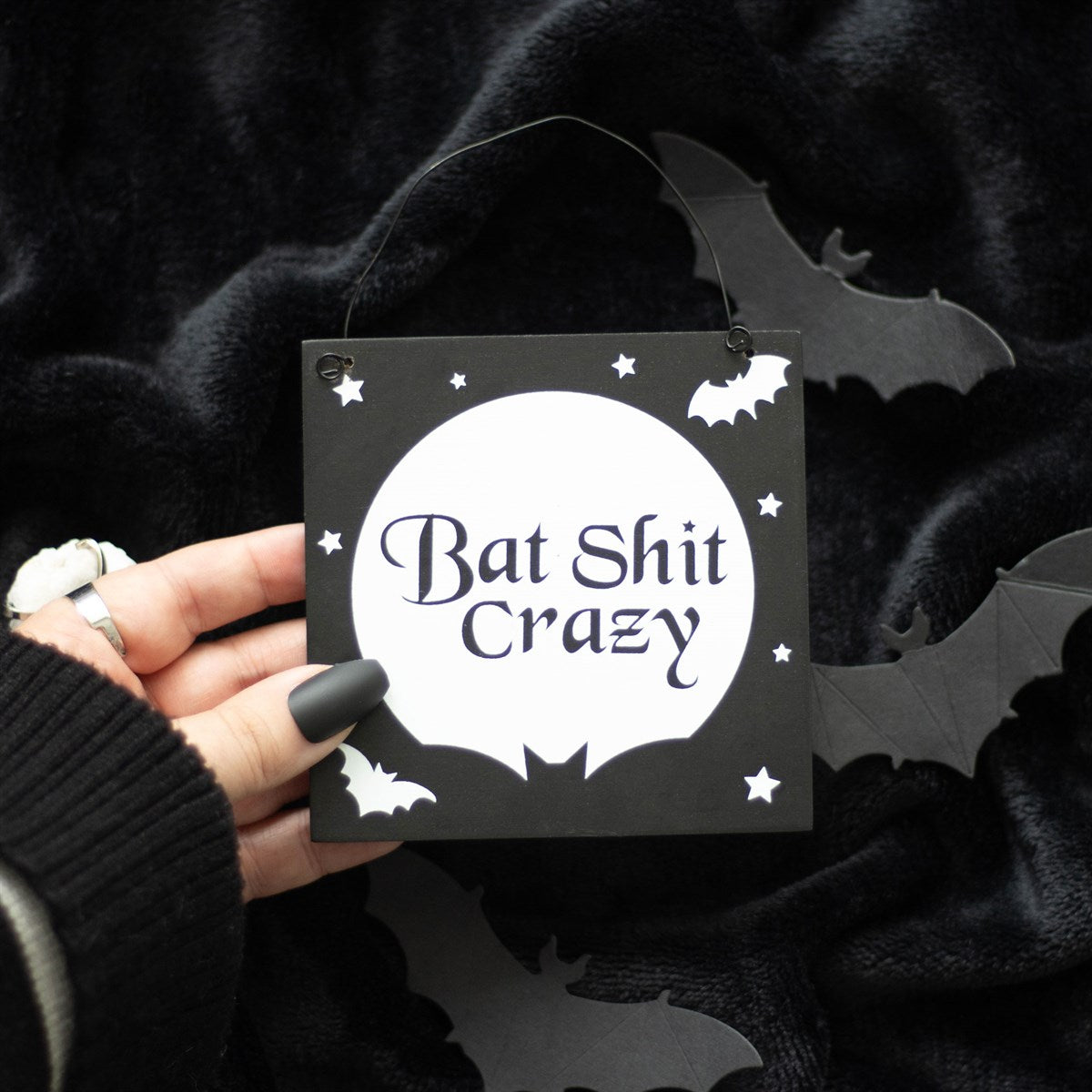 Bat Shit Crazy Square Hanging Sign