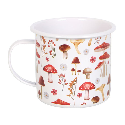 Mushroom Print Enamel Mug