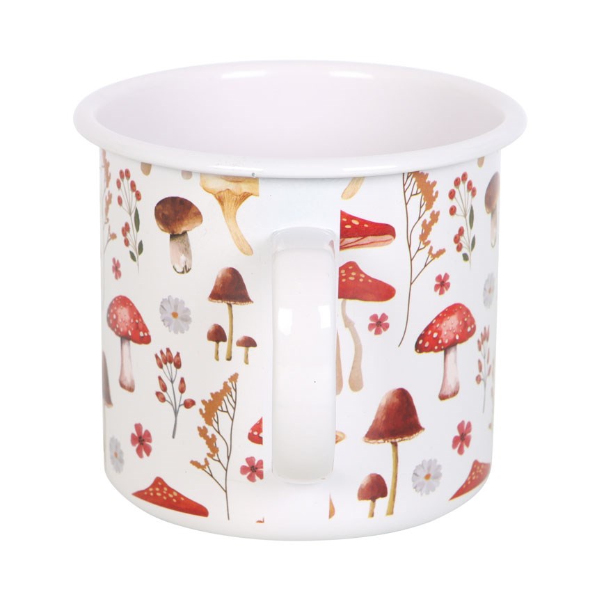 Mushroom Print Enamel Mug