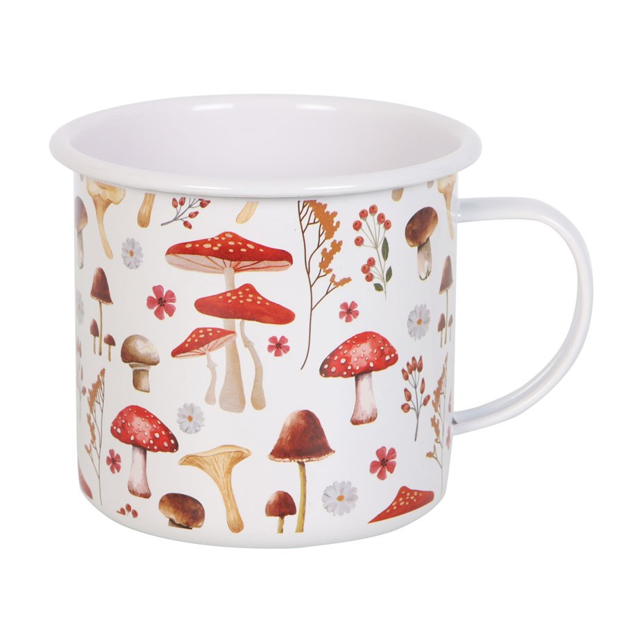 Mushroom Print Enamel Mug