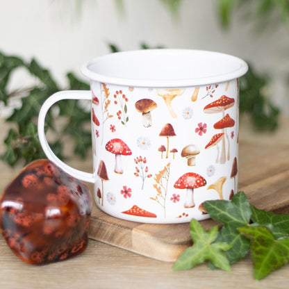 Mushroom Print Enamel Mug