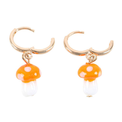 Orange Mushroom Dangle Earrings