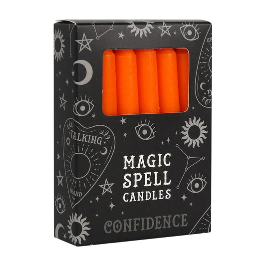 Pack of 12 Orange Confidence Spell Candles