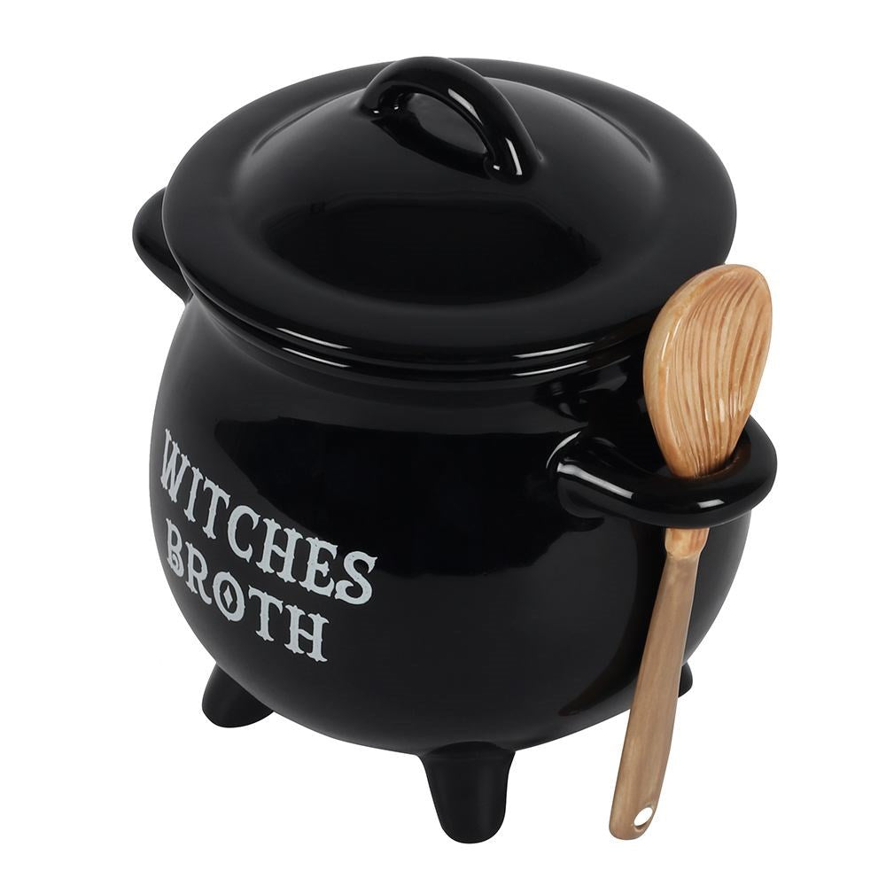 Witches Broth Soup Bowl with Broom Spoon