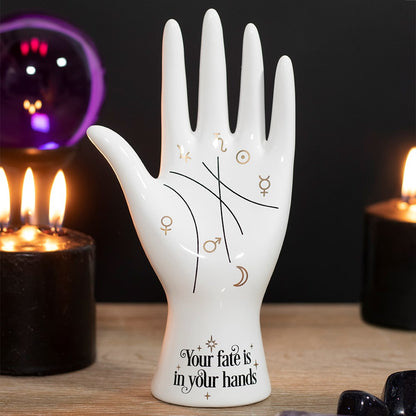 White Ceramic Palmistry Hand