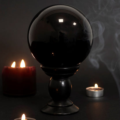 Black Crystal Ball on Stand (Large)