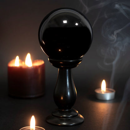 Black Crystal Ball on Stand (Small)