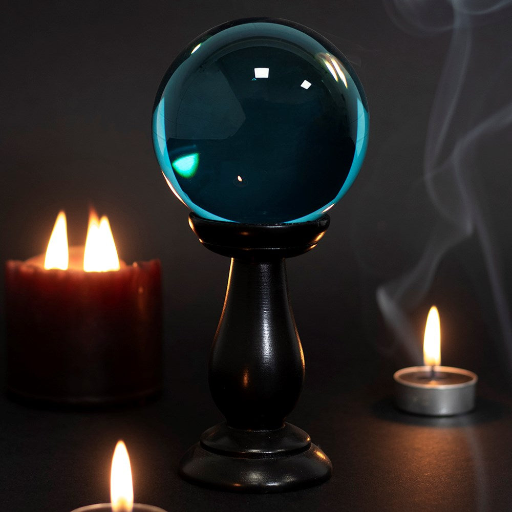 Teal Crystal Ball on Stand (Small)