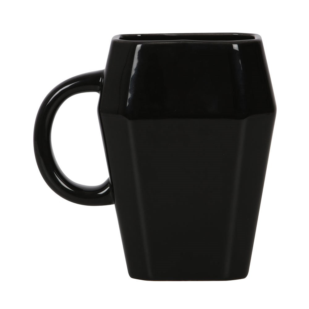 Death Before Decaf Black Coffin Mug