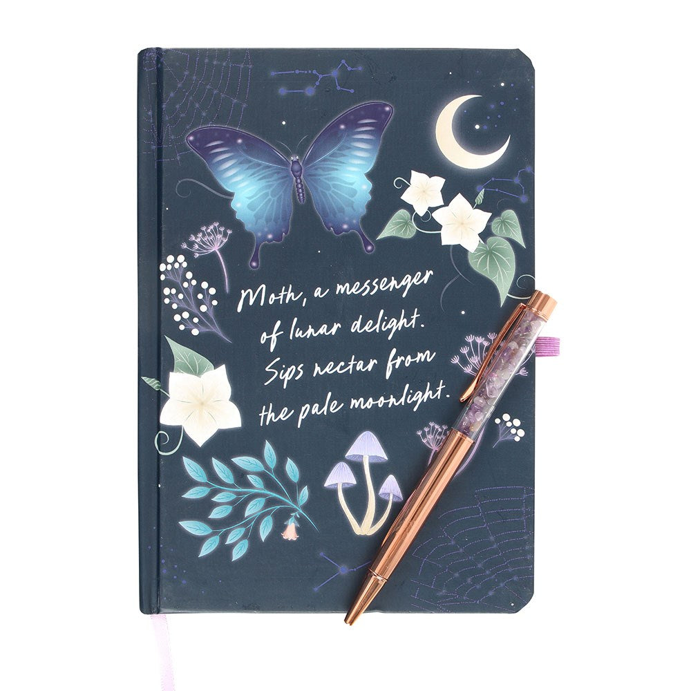 Midnight Moth Journal with Amethyst Pen