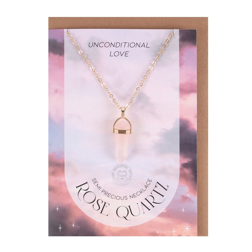 Rose Quartz Crystal Necklace Card