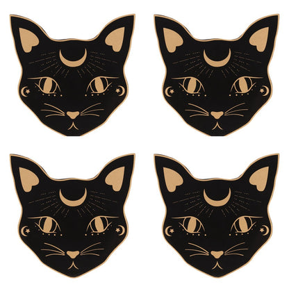 Mystic Mog Cat Face Coaster Set