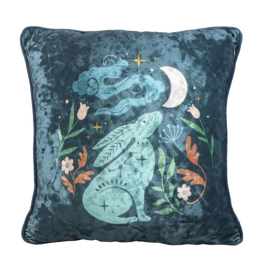 Midnight Hare Velvet Cushion