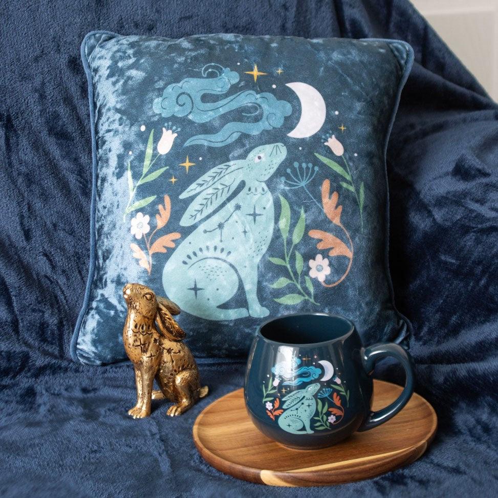 Midnight Hare Velvet Cushion