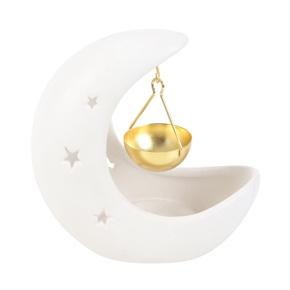 White Crescent Moon Hanging Oil Burner