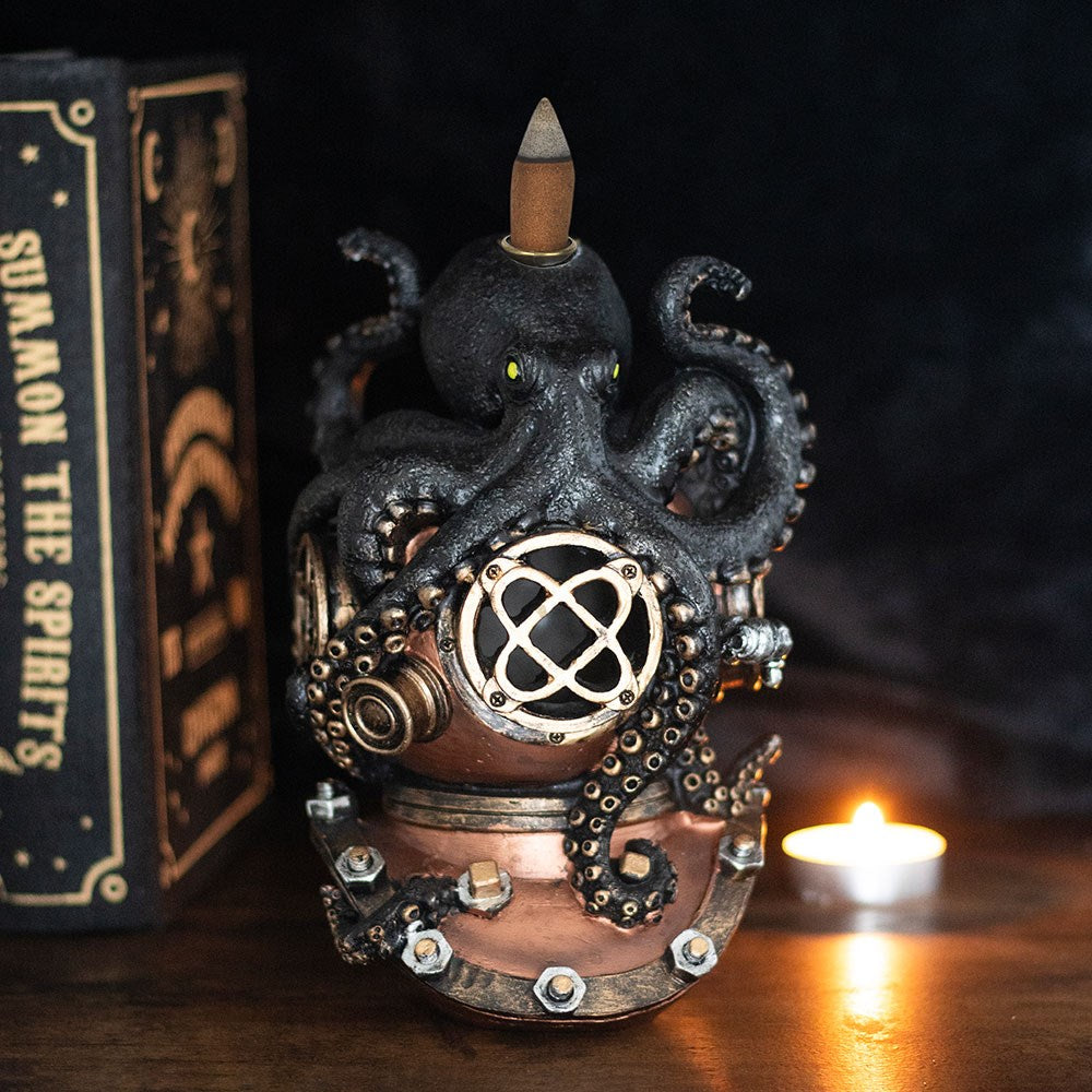 Kraken on Diver's Helmet Backflow Incense Burner