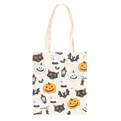 Spooky Cat and Pumpkin Tote Bag