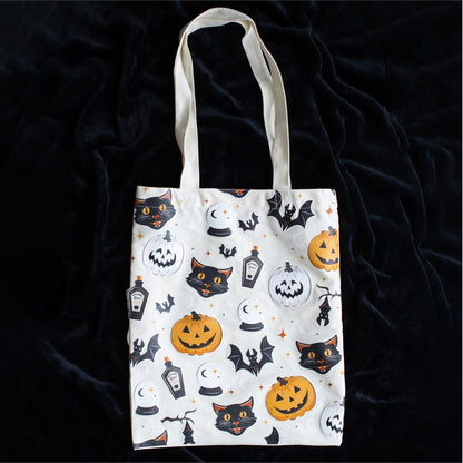 Spooky Cat and Pumpkin Tote Bag