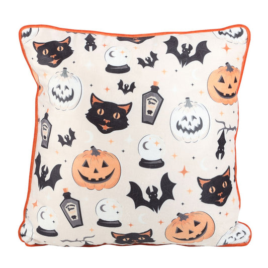 Spooky Cat and Pumpkin Cushion