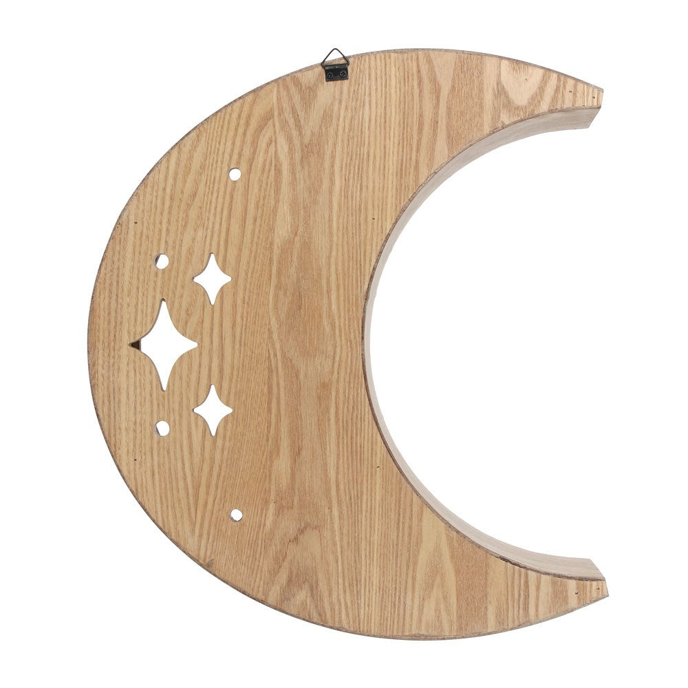 Wooden Crescent Moon Wall Shelf