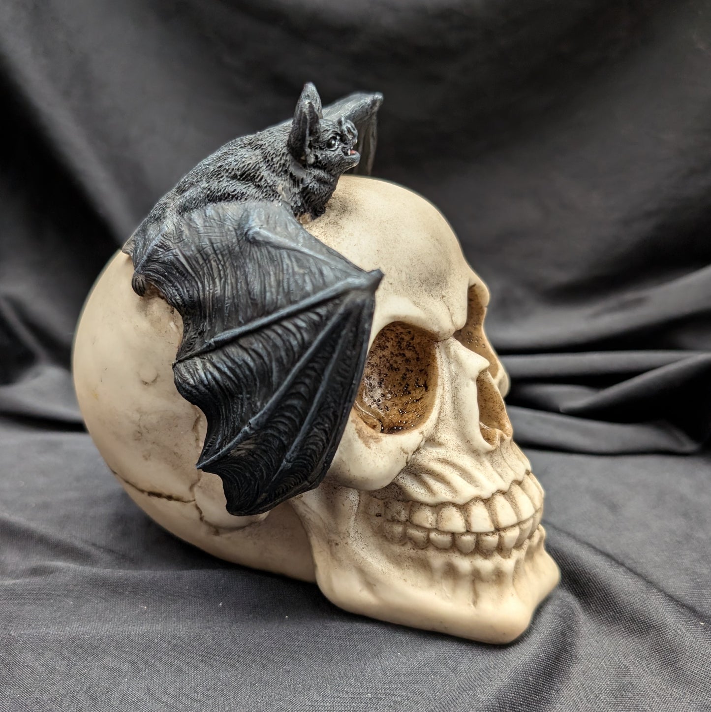 Skull & Bat Figurine