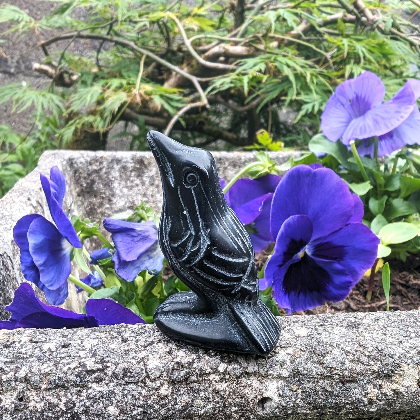 Black Obsidian Raven Figurine