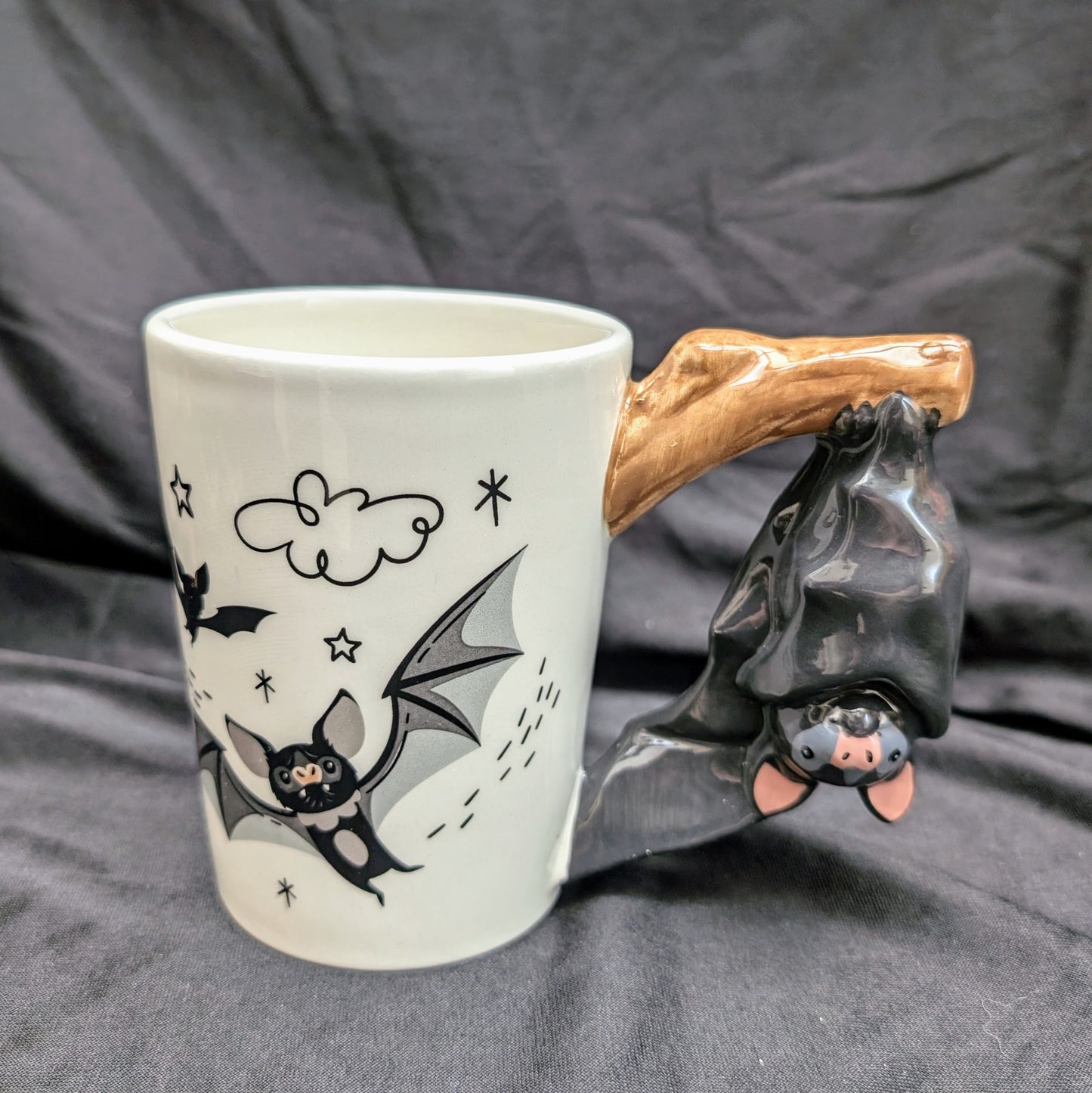 Bat Ceramic Shaped Handle Mug