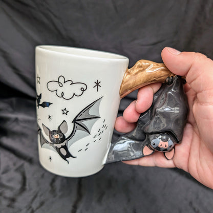 Bat Ceramic Shaped Handle Mug