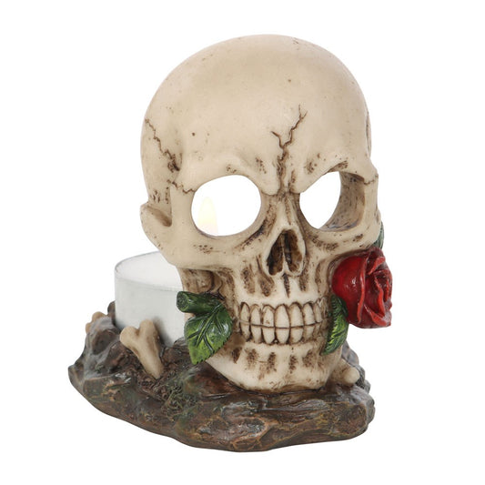 Skull & Rose Tea Light Holder