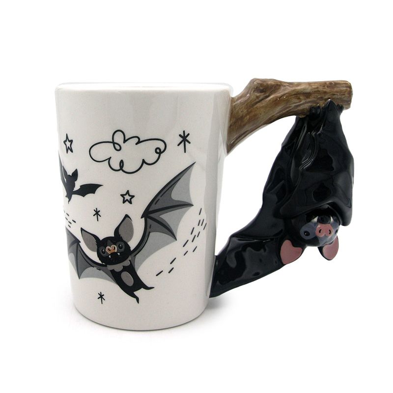 Bat Ceramic Shaped Handle Mug