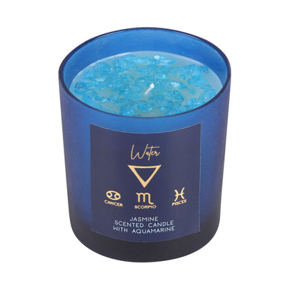 Water Element Jasmine Aquamarine Crystal Chip Candle