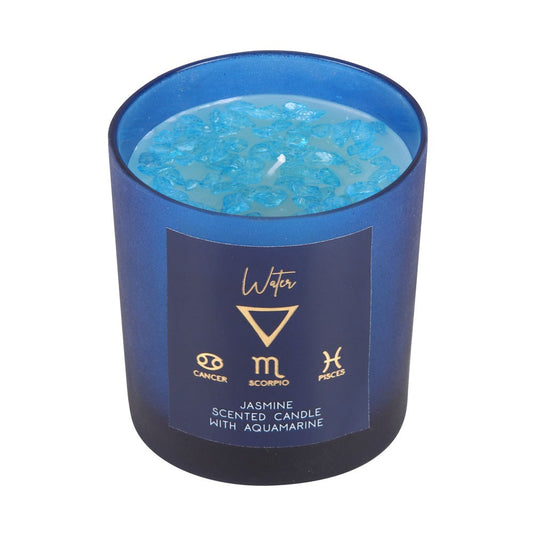 Water Element Jasmine Aquamarine Crystal Chip Candle